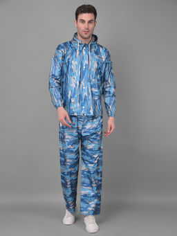 Dollar - Blue Rainguard Army Printed Rain Jacket & Trouser With Hood & Pocket (Set of 2)