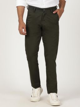 Greenfibre - Olive Green Cotton Stretch Casual Trouser