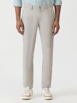 Greenfibre - Light Grey Cotton Stretch Dobby Casual Trouser