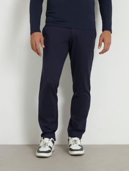 Guess - Men Blue Solid Mid-Rise Trouser