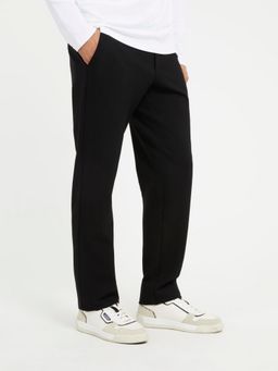 Guess - Men Black Solid Mid-Rise Trouser