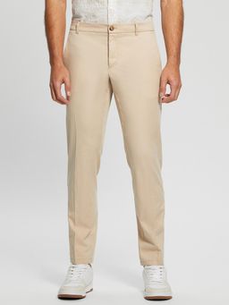 Guess - Men Beige Solid Mid-Rise Full Length Trouser