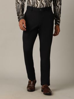 JB Studio - Navy Blue Blended Formal Trouser