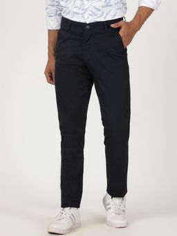 Greenfibre - Navy Blue Cotton Stretch Casual Trouser