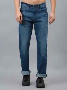 Cantabil - Men Solid Blue Regular Fit Casual Jeans