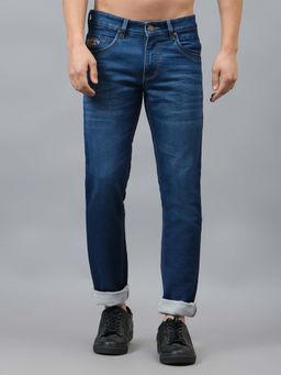 Cantabil - Men Solid Blue Regular Fit Casual Jeans