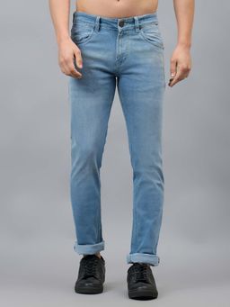 Cantabil - Men Solid Blue Regular Fit Casual Jeans