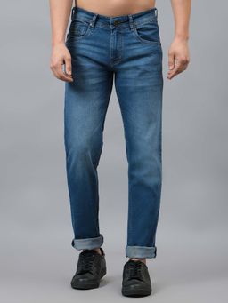 Cantabil - Men Solid Blue Regular Fit Casual Jeans