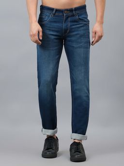 Cantabil - Men Solid Blue Regular Fit Casual Jeans