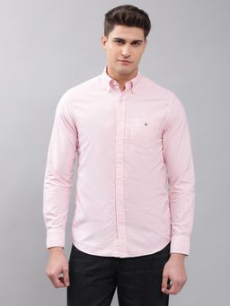 GANT - Men Pink Striped Regular Shirt