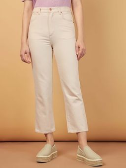 Wrangler - Women Beige Cotton High Rise Straight Fit Trouser