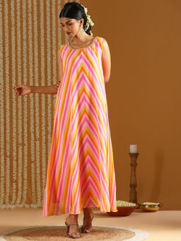 Gajra Gang - Bageecha Multi-Color Striped Maxi Dress GGDRS13