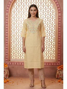 Aurelia - Yellow Embroidered Straight Kurta