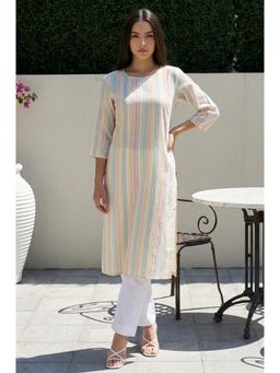 Aurelia - Multicolor Striped Pure Cotton Straight Kurta