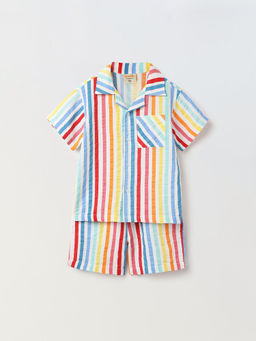 Spunkies - Boys Multi-Colour Strip Shirt with Shorts (Set of 2)