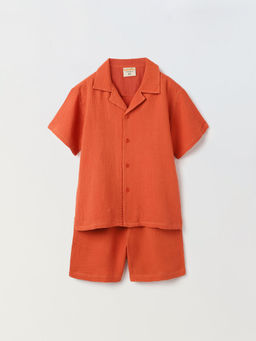 Spunkies - Kids Boys Solid Rust Shirt & Shorts (Set of 2)