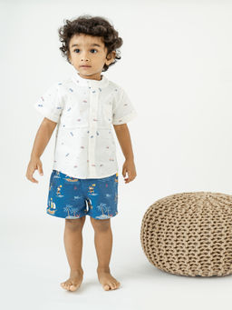 Yellow Rabbit - Boys Blue Pirate Shorts