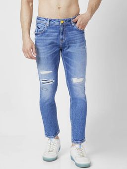 Spykar - Men Mid Blue Cotton Slim Fit Jeans Kano