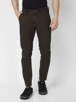Spykar - Men Brown Cotton Slim Fit Tapered Length Low Distressed Mid Rise Jeans Kano
