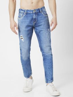 Spykar - Men Mid Blue Cotton Slim Fit Jeans Kano
