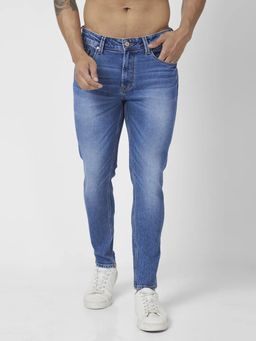 Spykar - Men Mid Blue Cotton Stretch Slim Fit Jeans Kano