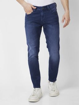 Spykar - Men Dark Navy Blue Cotton Stretch Slim Fit Jeans Kano