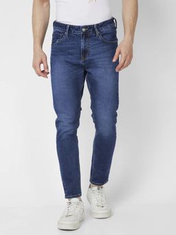 Spykar - Men Dark Navy Blue Cotton Stretch Slim Fit Jeans Kano