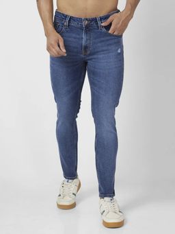 Spykar - Men Mid Navy Blue Cotton Stretch Slim Fit Jeans Kano