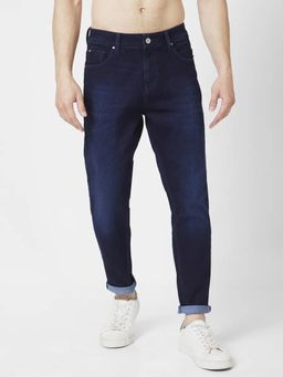 Spykar - Men Dark Navy Blue Cotton Stretch Slim Fit Jeans Kano
