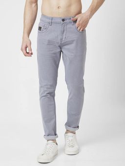 Spykar - Men Grey Cotton Slim Fit Narrow Length Clean Look Low Rise Jeans Skinny