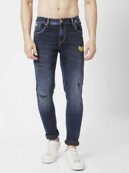 Spykar - Men Dark Navy Blue Cotton Slim Fit Jeans Skinny