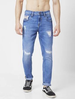 Spykar - Men Mid Blue Cotton Slim Fit Jeans Skinny