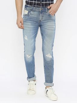 Spykar - Men Mid Blue Cotton Slim Fit Jeans Skinny