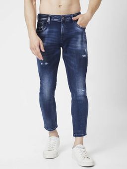 Spykar - Men Mid Navy Blue Cotton Slim Fit Jeans Kano