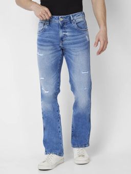 Spykar - Men Mid Blue Cotton Comfort Fit Jeans Rafter
