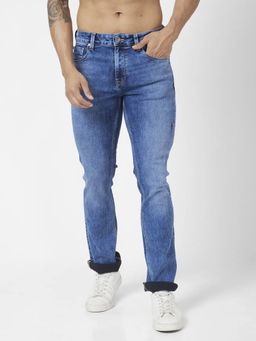 Spykar - Men Mid Blue Cotton Stretch Comfort Fit Jeans Rafter