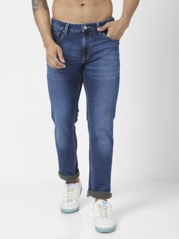 Spykar - Men Dark Navy Blue Cotton Stretch Regular Fit Jeans Rover