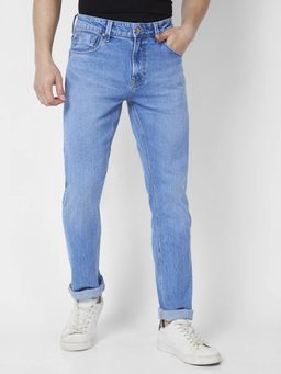 Spykar - Men Light Blue Cotton Stretch Regular Fit Jeans Rover