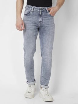 Spykar - Men Light Grey Cotton Stretch Slim Fit Jeans Skinny