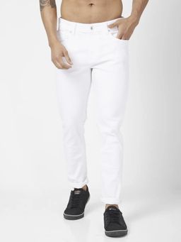 Spykar - Men White Cotton Stretch Slim Fit Jeans Skinny