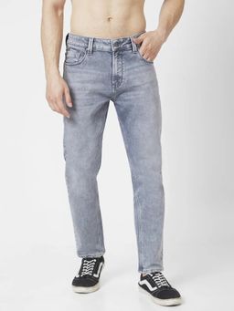 Spykar - Men Light Grey Cotton Stretch Slim Fit Jeans Skinny