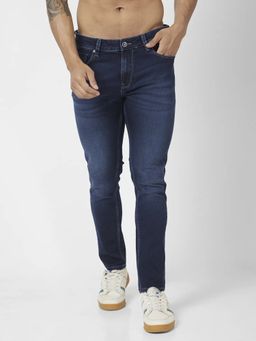 Spykar - Men Dark Navy Blue Cotton Stretch Super Slim Fit Jeans Super Skinny