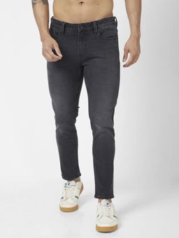 Spykar - Men Carbon Black Cotton Stretch Super Slim Fit Jeans Super Skinny