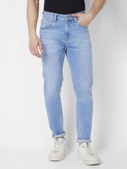 Spykar - Men Light Blue Cotton Stretch Super Slim Fit Jeans Super Skinny