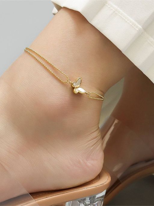 White Lies Butterfly Anklet - 18K Gold Plated