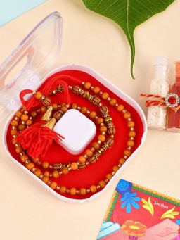 Shoshaa - Rudraksh Multilayer Unique Bhai Rakhi with Roli & Chawal (Set of 4)