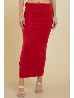 Soch - Women Red Cotton Solid Plain Petticoat