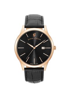 Jacques Du Manior - Emotion Swiss Made Analogue Black Round Dial Mens Watch- Emg.12