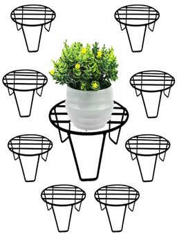 Ecofynd - Round Metal Planter Stand Black