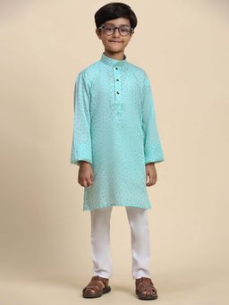 Pro Ethic Style Developer - Green Boys Cotton Printed Kurta with Pyjama